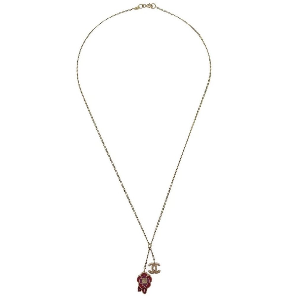 Chanel CC Chain Necklace Gold Camellia 05P 145117